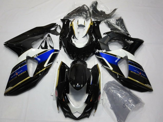 Preisgünstige Suzuki GSXR 1000 Motorrad Verkleidung 2009-2016 - Blau Weiss Gold Schwarz