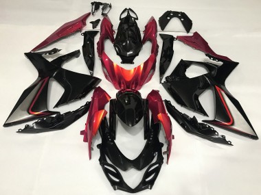 Preisgünstige Suzuki GSXR 1000 Motorrad Verkleidung 2009-2016 - Glanzendes Schwarz Rot