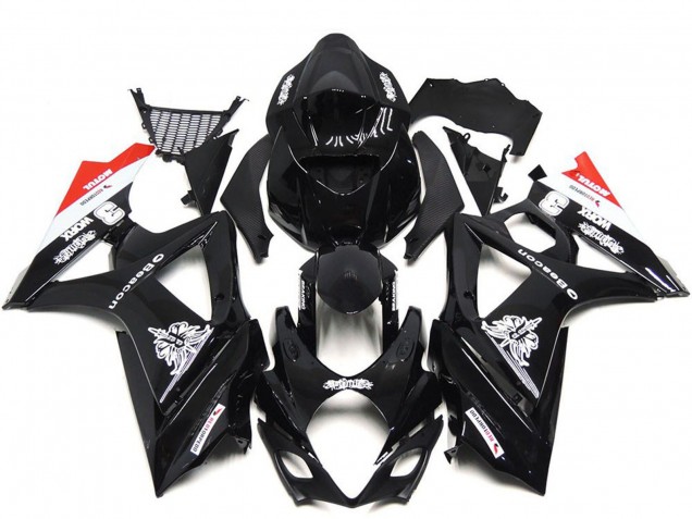 Preisgünstige Suzuki GSXR 1000 Motorrad Verkleidung 2007-2008 - Glanzendes Schwarz Weiss Rot