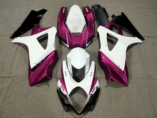 Preisgünstige Suzuki GSXR 1000 Motorrad Verkleidung 2007-2008 - Weiss Rosa Schwarz