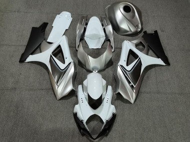 Preisgünstige Suzuki GSXR 1000 Motorrad Verkleidung 2007-2008 - Weiss Silber Schwarz