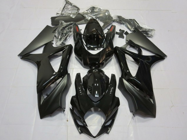 Preisgünstige Suzuki GSXR 1000 Motorrad Verkleidung 2007-2008 - Glanzendes Schwarz Matt Schwarz Schlichtes