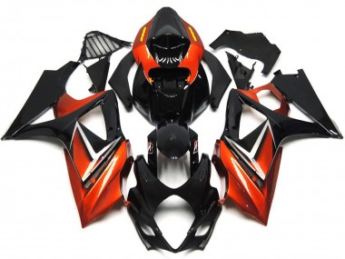 Preisgünstige Suzuki GSXR 1000 Motorrad Verkleidung 2007-2008 - Glanzendes Schwarz Orange