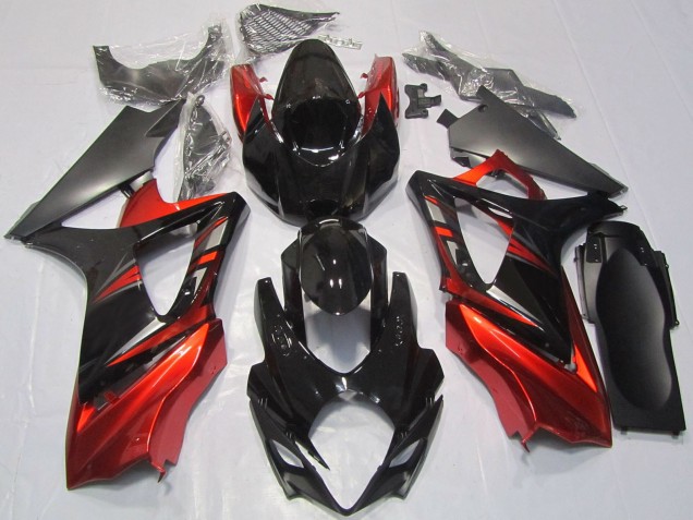Preisgünstige Suzuki GSXR 1000 Motorrad Verkleidung 2007-2008 - Glanzendes Schwarz Rot
