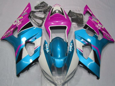 Preisgünstige Suzuki GSXR 1000 Motorrad Verkleidung 2003-2004 - Hellblau Weiss Rosa