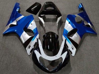Preisgünstige Suzuki GSXR 1000 Motorrad Verkleidung 2000-2002 - Blau Silber Glanzendes Schwarz OEM Stil