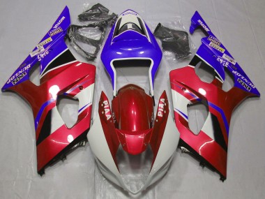 Preisgünstige Suzuki GSXR 1000 Motorrad Verkleidung 2003-2004 - Bonbon Rot Weiss Blau