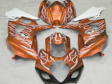 Preisgünstige Suzuki GSXR 1000 Motorrad Verkleidung 2007-2008 - Orange Weiss Flamme