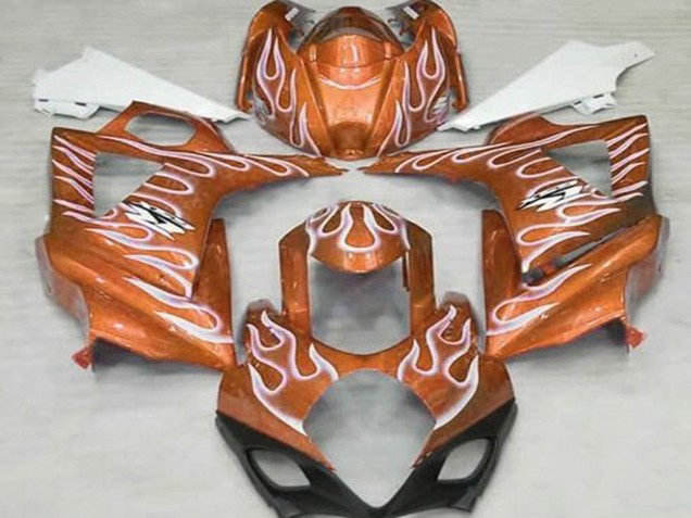 Preisgünstige Suzuki GSXR 1000 Motorrad Verkleidung 2007-2008 - Orange Weiss Flamme