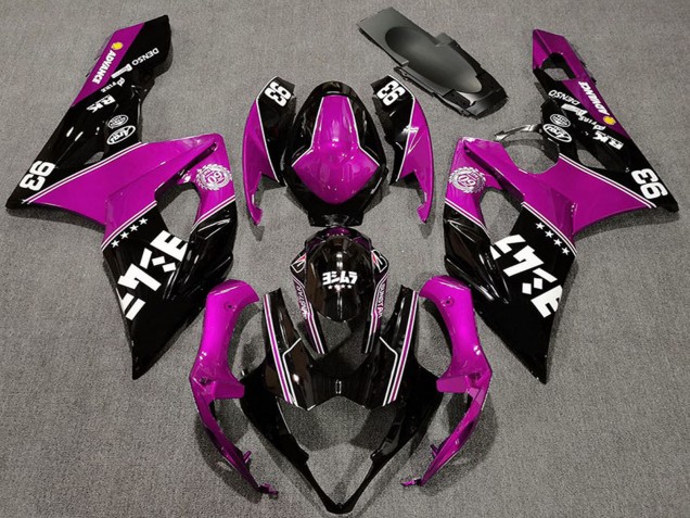 Preisgünstige Suzuki GSXR 1000 Motorrad Verkleidung 2005-2006 - Rosa Glanzendes Schwarz Weiss