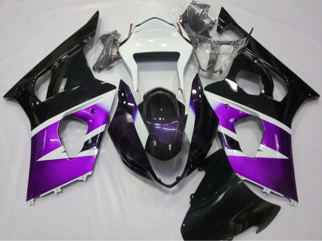 Preisgünstige Suzuki GSXR 1000 Motorrad Verkleidung 2003-2004 - Lila Weiss Glanzendes Schwarz