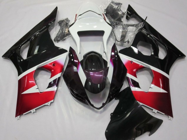 Preisgünstige Suzuki GSXR 1000 Motorrad Verkleidung 2003-2004 - Rot Weiss Glanzendes Schwarz