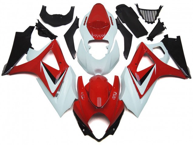 Preisgünstige Suzuki GSXR 1000 Motorrad Verkleidung 2007-2008 - Weiss Rot Schwarz OEM Stil