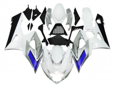 Preisgünstige Suzuki GSXR 1000 Motorrad Verkleidung 2005-2006 - Glanzendes Weiss Silber Blau