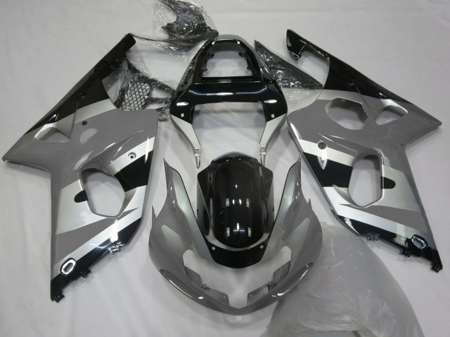 Preisgünstige Suzuki GSXR 1000 Motorrad Verkleidung 2000-2002 - Grau Silber Glanzendes Schwarz OEM Stil