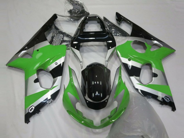 Preisgünstige Suzuki GSXR 1000 Motorrad Verkleidung 2000-2002 - Grun Silber Glanzendes Schwarz OEM Stil