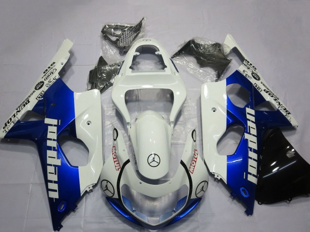 Preisgünstige Suzuki GSXR 1000 Motorrad Verkleidung 2000-2002 - Weiss Blau Jordan
