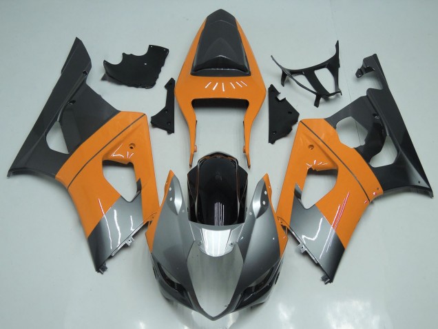 Preisgünstige Suzuki GSXR 1000 Motorrad Verkleidung 2003-2004 - Hellorange Silber Schwarz
