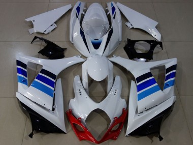 Preisgünstige Suzuki GSXR 1000 Motorrad Verkleidung 2007-2008 - Weiss Blau OEM Stil