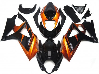 Preisgünstige Suzuki GSXR 1000 Motorrad Verkleidung 2007-2008 - Orange Glanzendes Schwarz