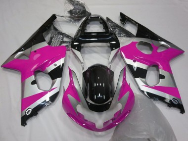 Preisgünstige Suzuki GSXR 1000 Motorrad Verkleidung 2000-2002 - Rosa Silber Glanzendes Schwarz OEM Stil
