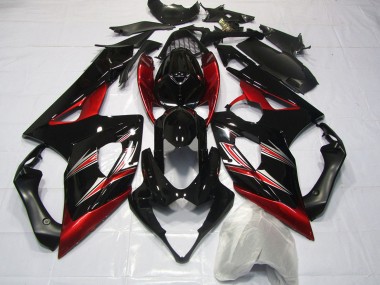 Preisgünstige Suzuki GSXR 1000 Motorrad Verkleidung 2005-2006 - Glanzendes Schwarz Rot Flare