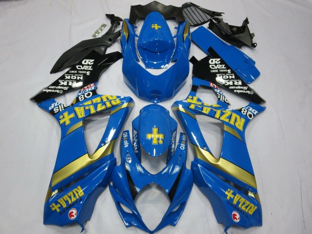 Preisgünstige Suzuki GSXR 1000 Motorrad Verkleidung 2007-2008 - Blau Gold Schwarz Rizla