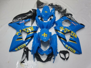 Preisgünstige Suzuki GSXR 1000 Motorrad Verkleidung 2009-2016 - Blau Gold Schwarz Rizla