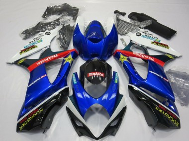 Preisgünstige Suzuki GSXR 1000 Motorrad Verkleidung 2007-2008 - Weiss Blau Rot Schwarz RockStar