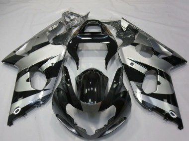 Preisgünstige Suzuki GSXR 1000 Motorrad Verkleidung 2000-2002 - Silber Glanzendes Schwarz