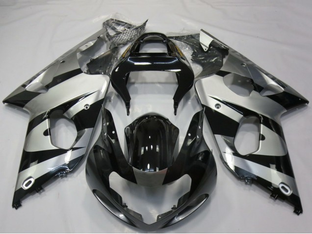 Preisgünstige Suzuki GSXR 1000 Motorrad Verkleidung 2000-2002 - Silber Glanzendes Schwarz