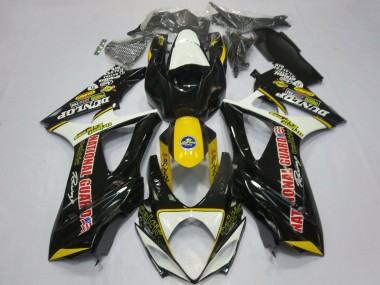 Preisgünstige Suzuki GSXR 1000 Motorrad Verkleidung 2007-2008 - Weiss Gelb Rot Schwarz Dunlop