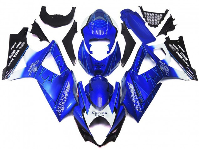Preisgünstige Suzuki GSXR 1000 Motorrad Verkleidung 2007-2008 - Blau Weiss Schwarz Corona