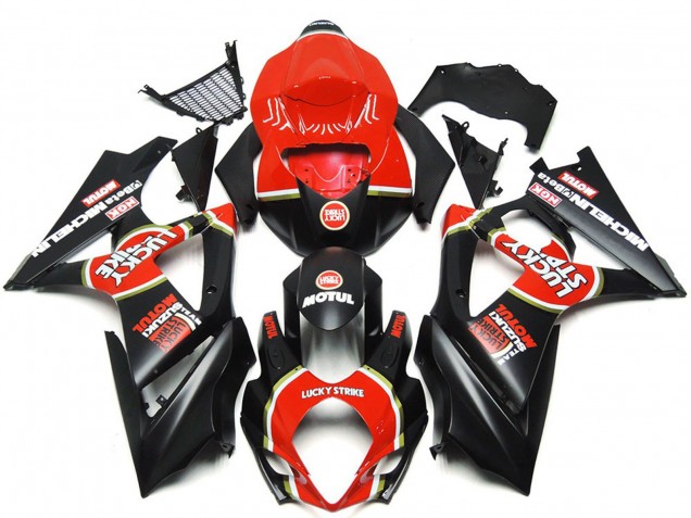Preisgünstige Suzuki GSXR 1000 Motorrad Verkleidung 2007-2008 - Rot Schwarz Lucky Strike