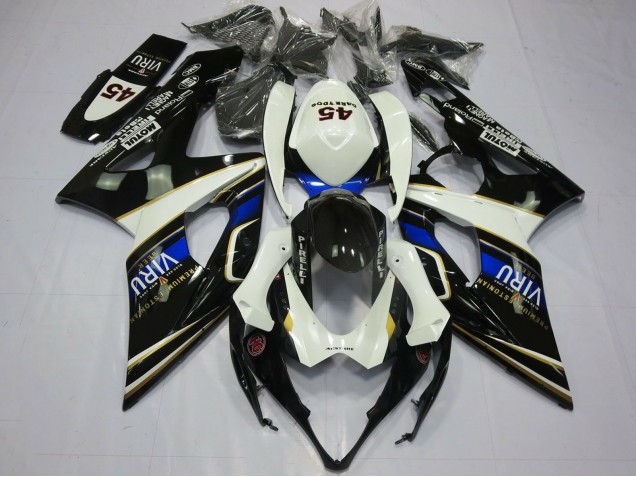 Preisgünstige Suzuki GSXR 1000 Motorrad Verkleidung 2005-2006 - Weiss Blau Schwarz Gelb Viru