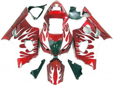 Preisgünstige Suzuki GSXR 1000 Motorrad Verkleidung 2003-2004 - Weiss Rot Flamme