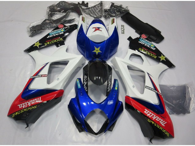 Preisgünstige Suzuki GSXR 1000 Motorrad Verkleidung 2007-2008 - Weiss Blau Rot Schwarz RockStar