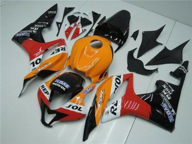 Preisgünstige Honda CBR600RR Motorrad Verkleidung 2007-2008 - Orange Weiss Rot Glanzendes Schwarz Repsol