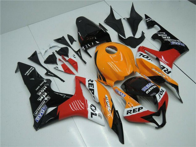 Preisgünstige Honda CBR600RR Motorrad Verkleidung 2007-2008 - Orange Weiss Rot Glanzendes Schwarz Repsol