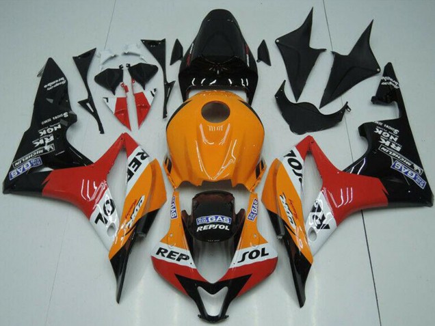 Preisgünstige Honda CBR600RR Motorrad Verkleidung 2007-2008 - Orange Weiss Rot Glanzendes Schwarz Repsol