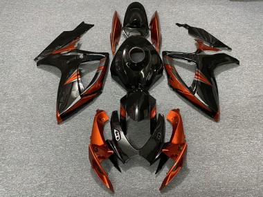 Preisgünstige Suzuki GSXR 600 / GSXR 750 Motorrad Verkleidung 2006-2007 - Glanzendes Schwarz Orange