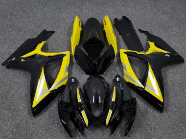 Preisgünstige Suzuki GSXR 600 / GSXR 750 Motorrad Verkleidung 2006-2007 - Glanzendes Schwarz Gelb Silber OEM Stil