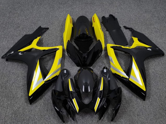 Preisgünstige Suzuki GSXR 600 / GSXR 750 Motorrad Verkleidung 2006-2007 - Glanzendes Schwarz Gelb Silber OEM Stil