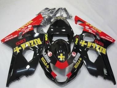 Preisgünstige Suzuki GSXR 600 / GSXR 750 Motorrad Verkleidung 2004-2005 - Glanzendes Schwarz Rot Gelb Rizla