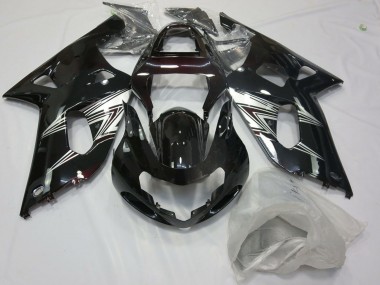 Preisgünstige Suzuki GSXR 600 / GSXR 750 Motorrad Verkleidung 2001-2003 - Glanzendes Schwarz Silber Weiss