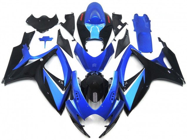 Preisgünstige Suzuki GSXR 600 / GSXR 750 Motorrad Verkleidung 2006-2007 - Blau Schwarz Rot Streifen
