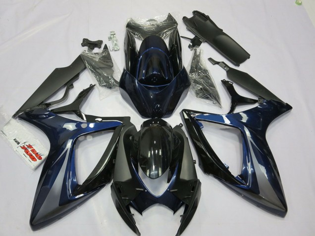 Preisgünstige Suzuki GSXR 600 / GSXR 750 Motorrad Verkleidung 2006-2007 - Blau Grau Schwarz Streifen