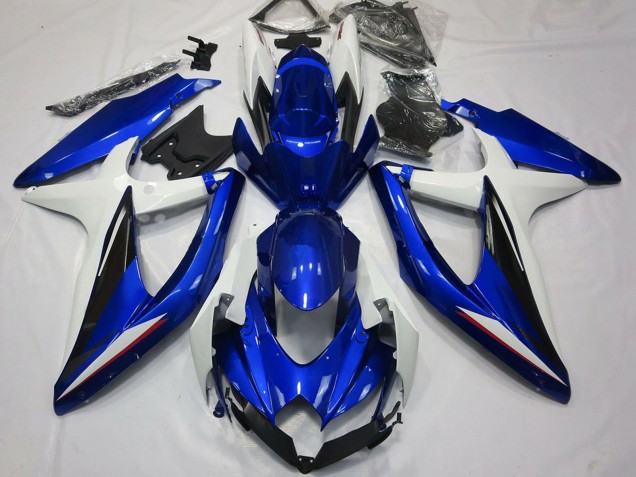 Preisgünstige Suzuki GSXR 600 / GSXR 750 Motorrad Verkleidung 2008-2010 - Weiss Blau Schwarz