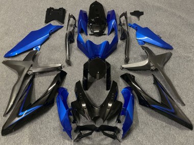 Preisgünstige Suzuki GSXR 600 / GSXR 750 Motorrad Verkleidung 2008-2010 - Blau Grau Glanzendes Schwarz