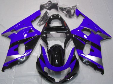 Preisgünstige Suzuki GSXR 600 / GSXR 750 Motorrad Verkleidung 2001-2003 - Blau Silber Glanzendes Schwarz OEM Stil